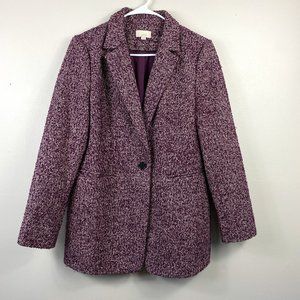Loft Size 10 Purple and White Tweed Wool Blend Long Coat